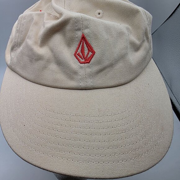 Volcom One Size Beige Adjustable Cotton Logo Baseball Cap O/S Casual Lightweight - Picture 9 of 9